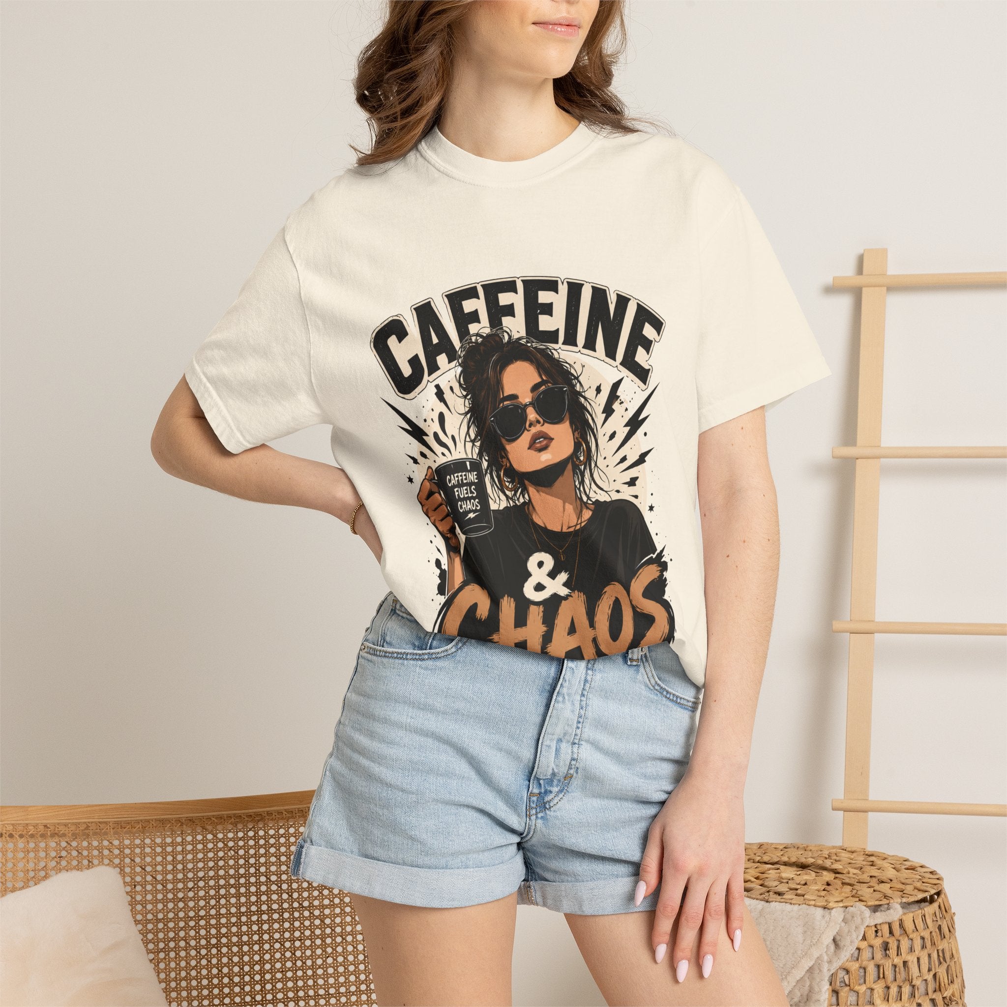 Caffeine & Chaos Tee — Graphic Coffee Lover T-Shirt
