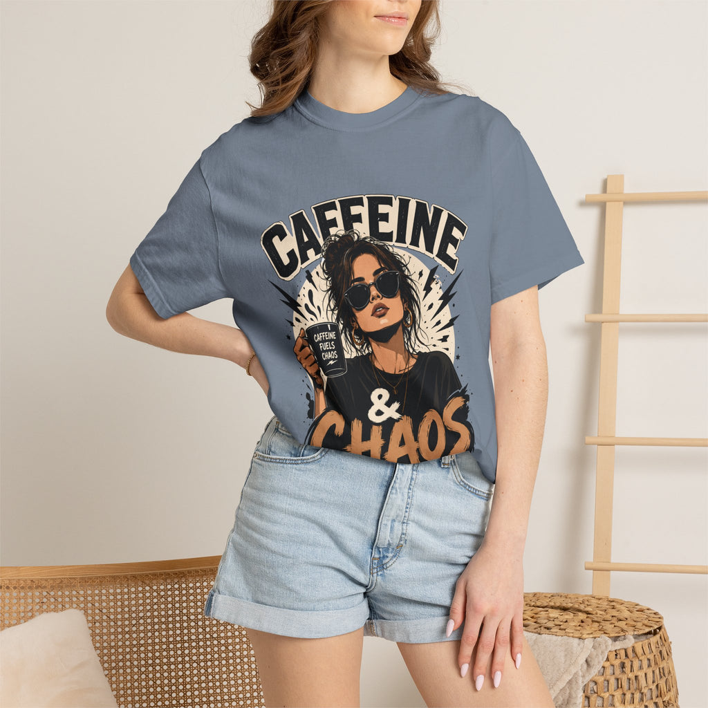 Caffeine & Chaos Tee — Graphic Coffee Lover T-Shirt