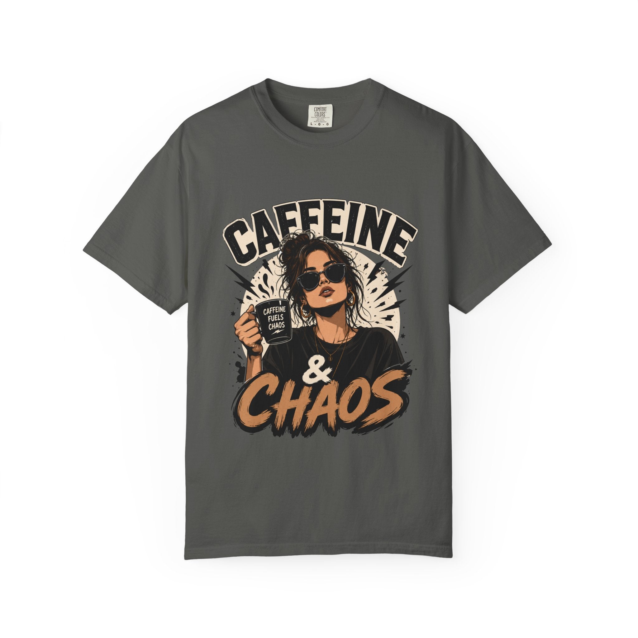 Caffeine & Chaos Tee — Graphic Coffee Lover T-Shirt