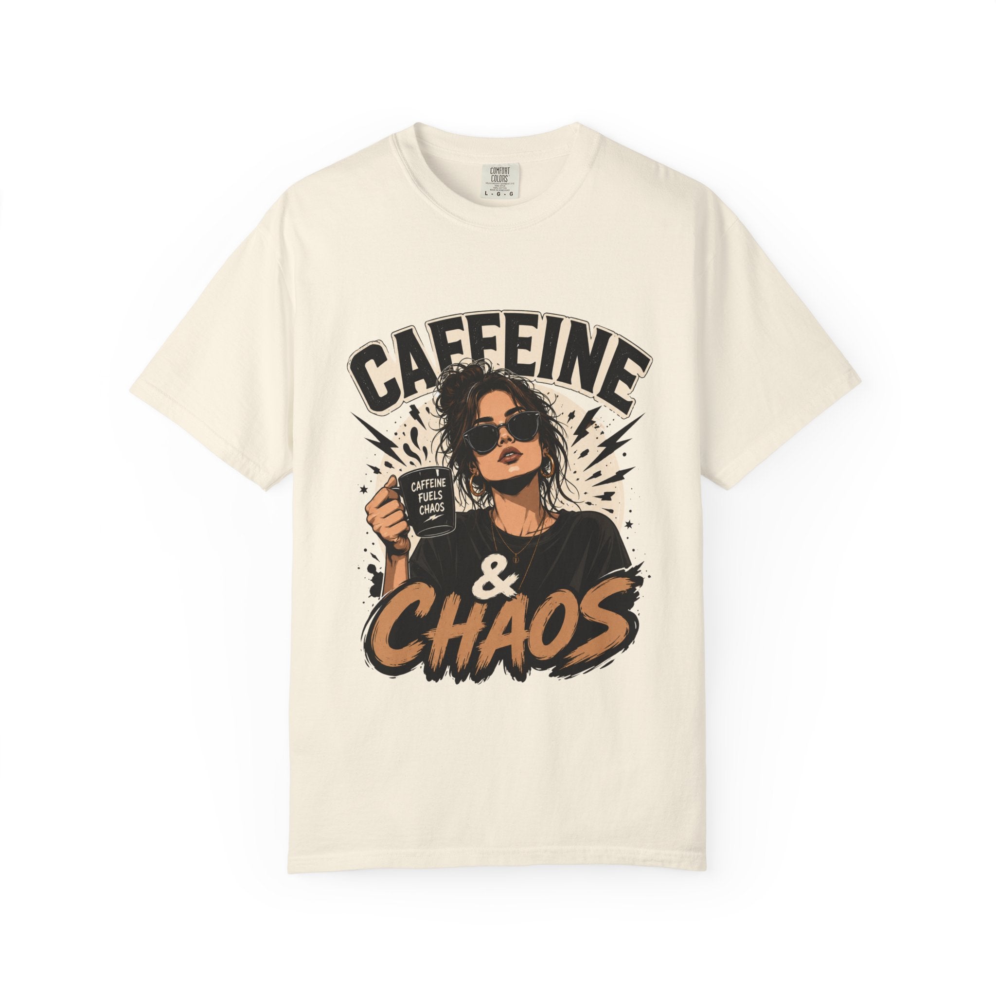 Caffeine & Chaos Tee — Graphic Coffee Lover T-Shirt