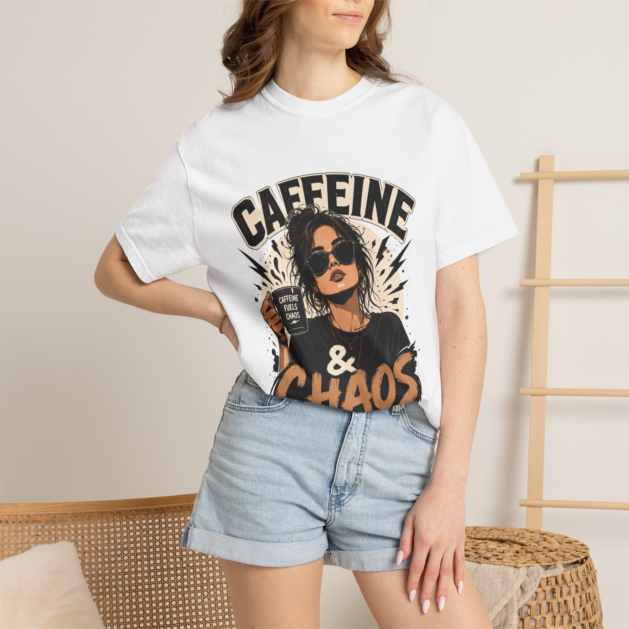 Caffeine & Chaos Tee — Graphic Coffee Lover T-Shirt