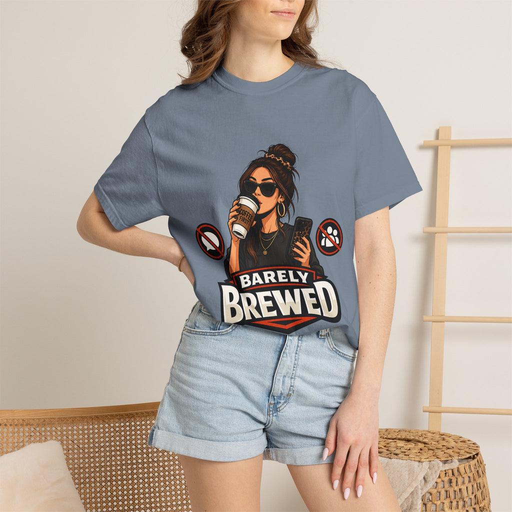 Barely Brewed Coffee T-Shirt — Funny Caffeine Lover Tee