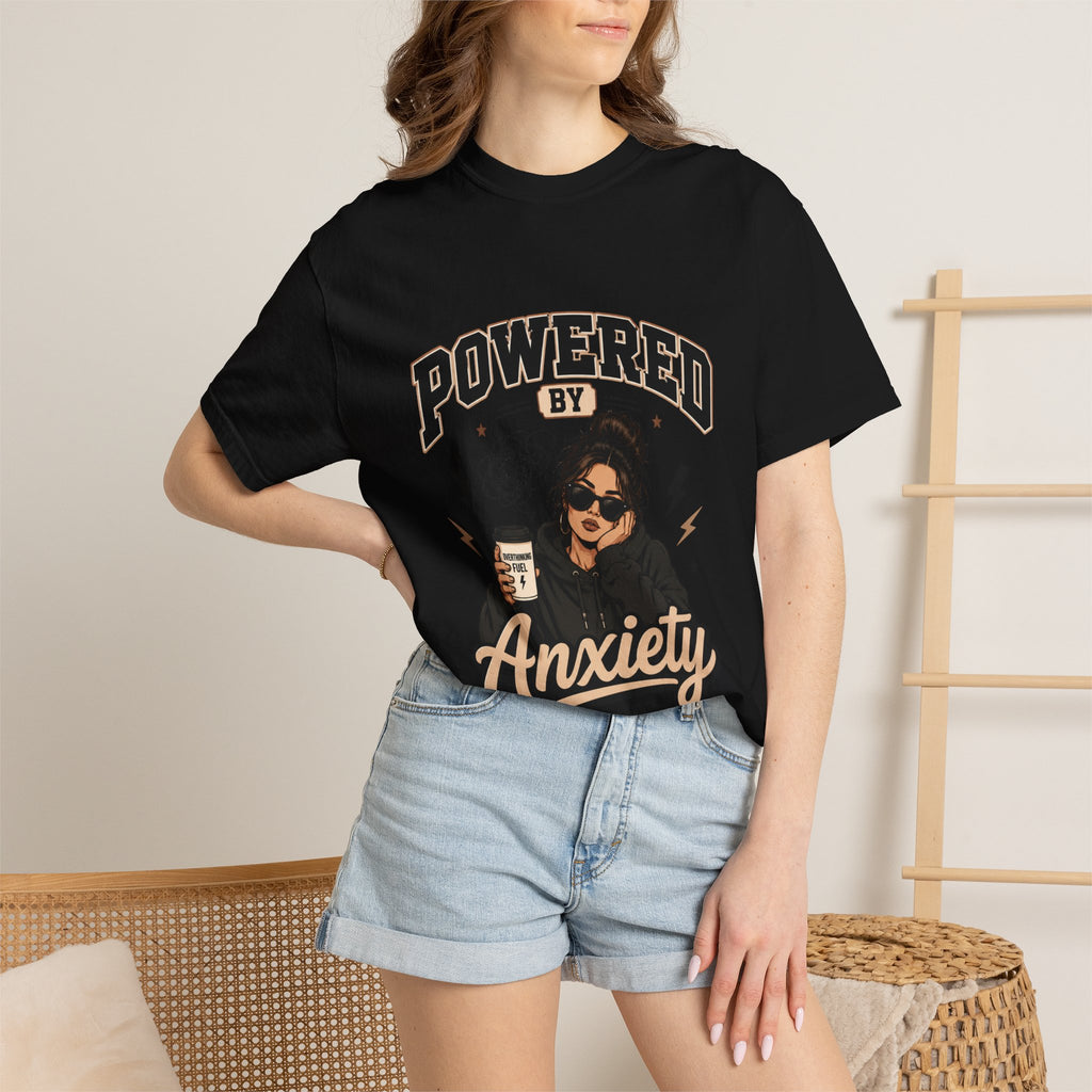 Powered by Anxiety T-Shirt — Introvert Humor Tee