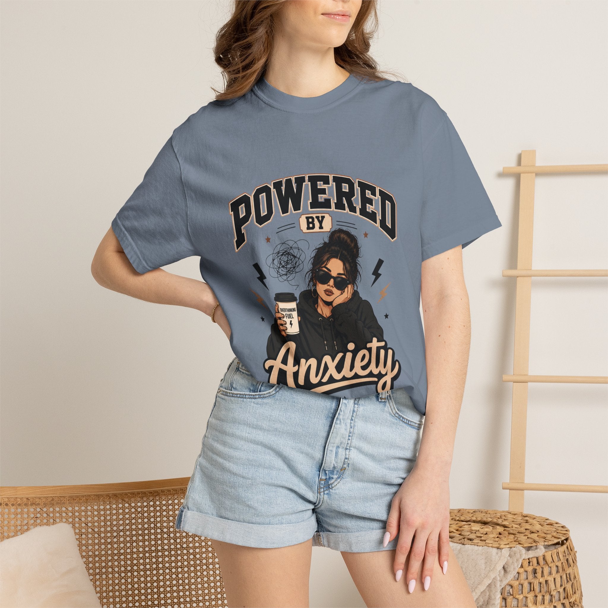 Powered by Anxiety T-Shirt — Introvert Humor Tee